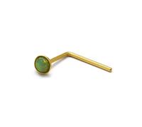 jewellerybox 9ct Gold Green Opal Stone L-Shaped 25Ga Nose Stud