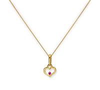 jewellerybox 9ct Gold Heart Outline w Ruby CZ Crystal Pendant on 20 Inches Chain