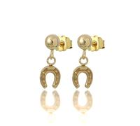jewellerybox 9ct Gold Horse Shoe Drop Stud Earrings