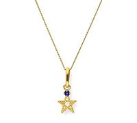 jewellerybox 9ct Gold & Sapphire CZ Crystal Pentagram Star Pendant on 20 Inches Chain