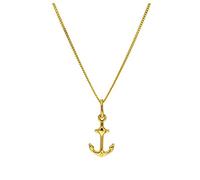 jewellerybox 9ct Gold Ship Anchor Pendant on 20 Inches Chain