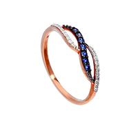 jewellerybox 9ct Rose Gold & Sapphire Infinity Swirl Ring w Clear CZ Crystals Size T (Available I - U)
