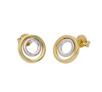 jewellerybox 9ct Two Tone Yellow White Gold Double Circle Stud Earrings