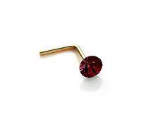 jewellerybox 9ct Yellow Gold 2.8mm Round Ruby Crystal Nose Stud L Pin