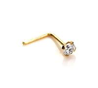 jewellerybox 9ct Yellow Gold 2mm Round Clear CZ Crystal Nose Stud L