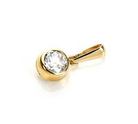 jewellerybox 9ct Yellow Gold 5mm Round Clear CZ Crystal Rubover Pendant