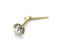 jewellerybox 9ct Yellow Gold Andralok 3.5mm White Crystal Nose Stud