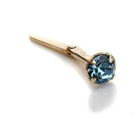 jewellerybox 9ct Yellow Gold Andralok 3mm Aqua Round Crystal Nose Stud