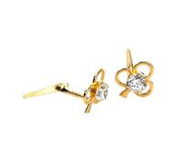 jewellerybox 9ct Yellow Gold Andralok Ace Of Clubs 3mm CZ Crystal Stud Earrings/Studs