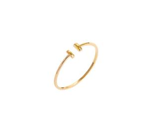 jewellerybox 9ct Yellow Gold Double Bar Cuff Adjustable Open Ring
