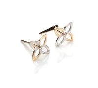 jewellerybox 9ct Yellow & White Gold Andralok 4 Petal Flower Stud Earrings/Studs