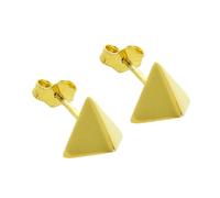 jewellerybox Gold Dipped Sterling Silver Golden Pyramid Stud Earrings