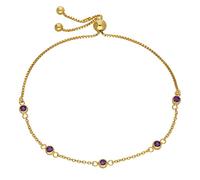 jewellerybox Gold Plated Sterling Silver Amethyst CZ Adjustable Bracelet