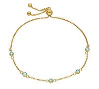 jewellerybox Gold Plated Sterling Silver Aquamarine CZ Adjustable Bracelet