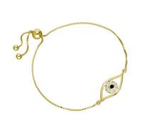 jewellerybox Gold Plated Sterling Silver & CZ Evil Eye Adjustable Bracelet