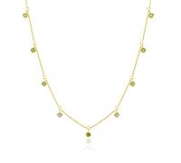 jewellerybox Gold Plated Sterling Silver Multi Peridot CZ Necklace 16+2 Inches