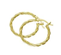 jewellerybox Gold Plated Sterling Silver Twisted Creole 25mm Hoop Earrings
