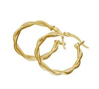jewellerybox Gold Plated Sterling Silver Twisted Rope 25mm Creole Hoop Earrings