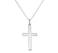 jewellerybox Large Plain Sterling Silver Cross Pendant on 18 Inches Chain
