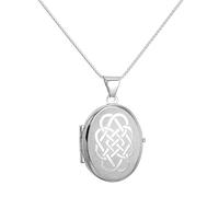 jewellerybox Matt Sterling Silver Oval Locket with Celtic Knot Design on 20 Inch Chain