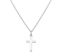 jewellerybox Plain Sterling Silver Cross on 16 Inches Chain