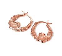 jewellerybox Rose Gold Dipped Sterling Silver Claddagh Creole Hoop Earrings
