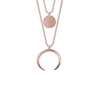 jewellerybox Rose Gold Dipped Sterling Silver Multi Double Layer Round Disc Horn Crescent Pendant Necklace