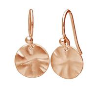 jewellerybox Rose Gold Plated Sterling Silver Hammered Disc Drop Earrings