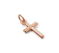 jewellerybox Small Rose Gold Plated Plain Sterling Silver Cross Charm