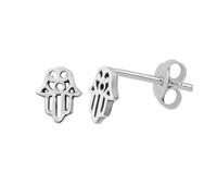 jewellerybox Small Sterling Silver Cut Out Hamsa Hand Stud Earrings