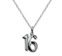 jewellerybox Sterling Silver 16th Birthday Number Pendant on 20 Inches Chain