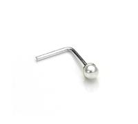 jewellerybox Sterling Silver & 2mm Pearl L-Shaped Nose Stud/Studs