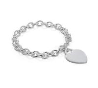 jewellerybox Sterling Silver 7 Inch Charm Bracelet with Large Heart Tag