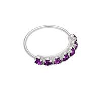 jewellerybox Sterling Silver Amethyst 7 CZ Pave 24Ga 10mm Nose Ring