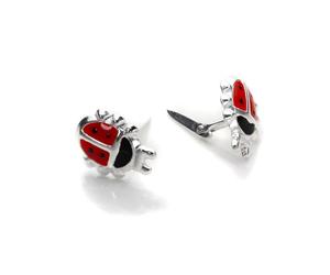 jewellerybox Sterling Silver Andralok Enamelled Ladybird Stud Earrings/Studs