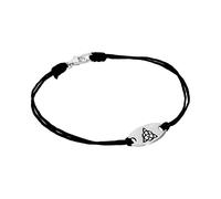 jewellerybox Sterling Silver & Black Cord 7.5 Inch Celtic Triquetra Bracelet
