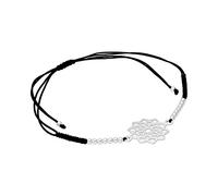 jewellerybox Sterling Silver & Black Cord Crown Chakra Bracelet