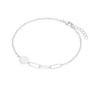 jewellerybox Sterling Silver Brushed Engravable Disc Long Link Bracelet