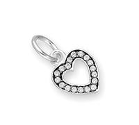 jewellerybox Sterling Silver & Clear CZ Crystal Open Heart Charm w Black Rhodium