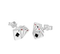 jewellerybox Sterling Silver & Coloured Enamel Aces of Spades Stud Earrings