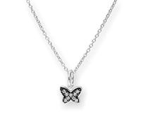 jewellerybox Sterling Silver & CZ Crystal Butterfly w Black Rhodium Necklace 18 Inches