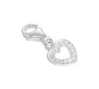 jewellerybox Sterling Silver & CZ Crystal Encrusted Open Heart Clip on Charm