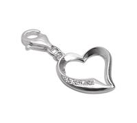 jewellerybox Sterling Silver & CZ Crystal Open Heart Clip on Charm
