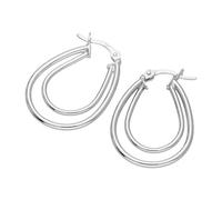 jewellerybox Sterling Silver Double Oval 18mm Modern Creole Hoop Earrings