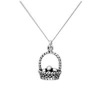 jewellerybox Sterling Silver Eggs in Basket Pendant on 16+2 Inches Diamond Cut Chain