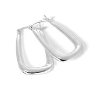 jewellerybox Sterling Silver Elongated Squared Creole 16mm Hoop Earrings