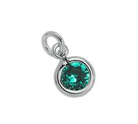 jewellerybox Sterling Silver & Emerald 5mm Round CZ Crystal May Birthstone Charm