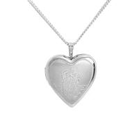 jewellerybox Sterling Silver Engraved St Christopher in Love Heart Locket on 18 Inches Chain