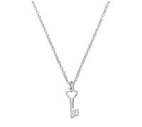 jewellerybox Sterling Silver & Genuine Diamond 18 Inch Heart Key Necklace