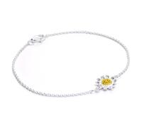 jewellerybox Sterling Silver & Gold Dipped Daisy Flower Bracelet 7 Inches